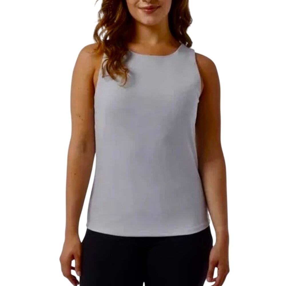 NWT 32 Degrees Cool Soft Rib Tank Top Built in Wire-free Bra Pearl Blue Large
